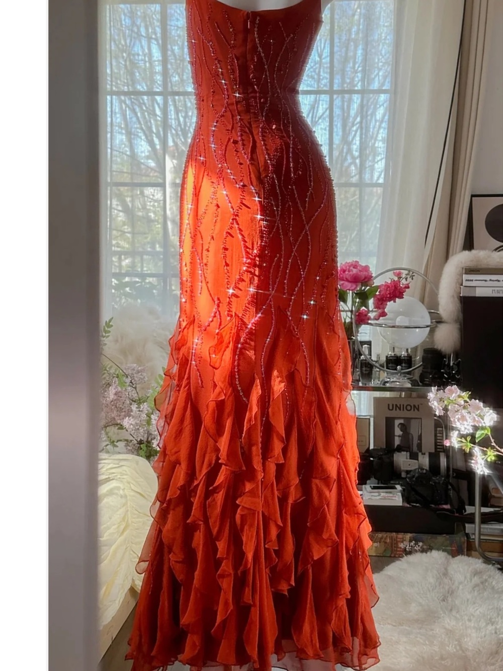 Y2K Cicci USA Chiffon beaded Maxi Dress